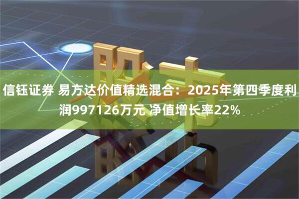 信钰证券 易方达价值精选混合：2025年第四季度利润997126万元 净值增长率22%
